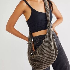 Free People Carrie Cord Frosted Earth Corduroy Hobo Slouchy Sling Bag